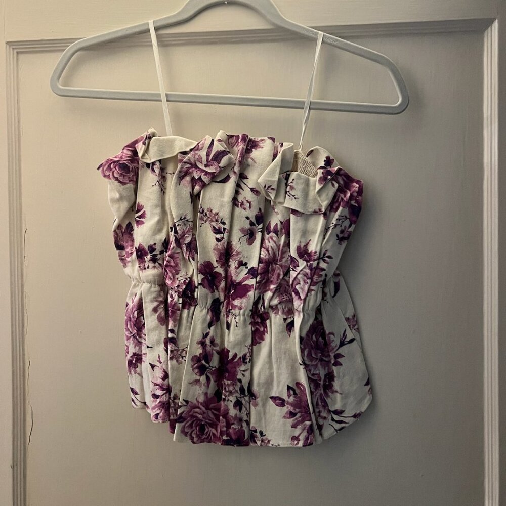 DO+BE Strapless Floral Blouse